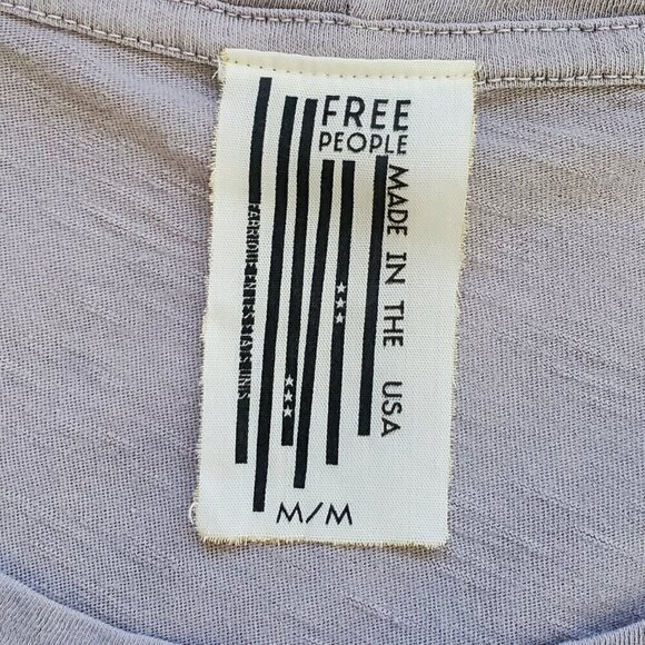 Free People Tunic Tee Short Sleeve USA light Grey Cotton Oversized Boho M (A-10) - Picture 6 of 9